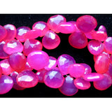 12x12 mm Pink Chalcedony Faceted Heart, Hot Pink Chalcedony Briolettes