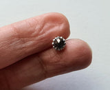 5.6mm Dark Gray Rose Cut Diamond Loose 925 Silver Bezel Set Collet Ready To Use