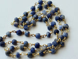 3.5mm Sodalite Faceted Rondelles in 925 Silver Gold Plated Wire Wrapped Rosary