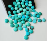 7-8mm American Turquoise Plain Round Cabochon, Loose Natural Turquoise Flat Back