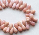 11x8mm To 15x9mm Pink Opal Tear Drop Plain Beads, Peruvian Pink Opal Drops, Pink