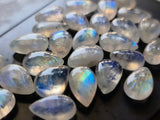 16-20mm Rainbow Moonstone Pear Shaped Plain Both Side Flashy Blue/White