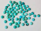 7-8mm American Turquoise Plain Round Cabochon, Loose Natural Turquoise Flat Back