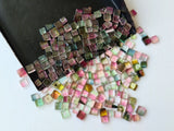 3-4.5mm Multi Tourmaline Cabochons Natural Bio Tourmaline Plain Square Flat Back