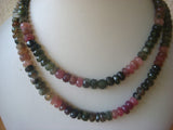 8mm Multi Tourmaline Faceted Rondelles, Multi Tourmaline Beads, Pink And Green