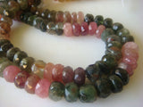 8mm Multi Tourmaline Faceted Rondelles, Multi Tourmaline Beads, Pink And Green