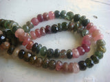 8mm Multi Tourmaline Faceted Rondelles, Multi Tourmaline Beads, Pink And Green