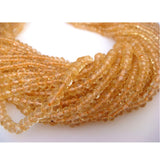 3mm Citrine Micro Faceted Rondelle Bead, Citrine Gem Stone Faceted Rondelle Bead