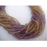 3.5-4mm Ametrine Micro Faceted Rondelles, Ametrine Rondelle, 13 Inches Faceted