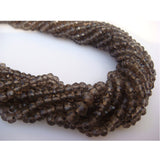 3mm Smoky Quartz Faceted Rondelle Beads, Smoky Quartz Micro Faceted Rondelles