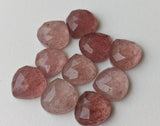 10mm Strawberry Quartz Cabochons, Natural Strawberry Faceted Heart Shaped