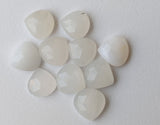 9-10mm White Moonstone Cabochons, Natural Moonstone Faceted Heart Shaped