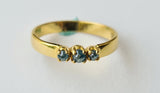 Blue Diamond Ring, 925 Silver with Gold Polish Solid Stackable Ring