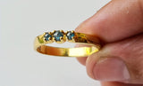 Blue Diamond Ring, 925 Silver with Gold Polish Solid Stackable Ring