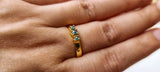 Blue Diamond Ring, 925 Silver with Gold Polish Solid Stackable Ring