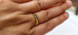 Blue Diamond Ring, 925 Silver with Gold Polish Solid Stackable Ring