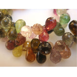 4x6mm Multi Tourmaline Faceted Tear Drop Beads, Natural Multi Tourmaline Drop