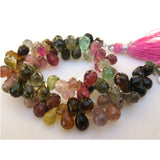 5x7mm Multi Tourmaline Faceted Tear Drop Beads, Natural Multi Tourmaline Drop