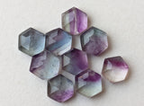 6-7mm Fluorite Faceted Hexagon Flat Back Cabochons, Fluorite Rose Cut Hexagon