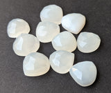 9-10mm White Moonstone Cabochons, Natural Moonstone Faceted Heart Shaped