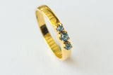 Blue Diamond Ring, 925 Silver with Gold Polish Solid Stackable Ring