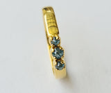 Blue Diamond Ring, 925 Silver with Gold Polish Solid Stackable Ring