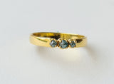 Blue Diamond Ring, 925 Silver with Gold Polish Solid Stackable Ring