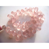 7x10 mm Rose Quartz Faceted Tear Drop Bead, Rose Quartz Micro Faceted Briolette