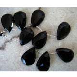 26x18 mm Black Onyx Faceted Pear Shaped Briolettes, Black Onyx Pear, Black Onyx