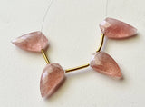 18 mm Strawberry Quartz Faceted Fancy Shield Both Side Facetted, 4 Pcs Natural