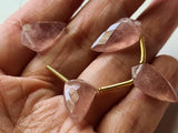 18 mm Strawberry Quartz Faceted Fancy Shield Both Side Facetted, 4 Pcs Natural