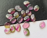 5 to 6mm Bio Tourmaline Plain Cabochon Slice Natural Pink / Green Tourmaline Flat Back Cabochon Slice 2 Pc Loose Tourmaline for Jewelry