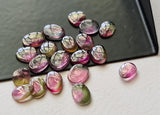 5 to 6mm Bio Tourmaline Plain Cabochon Slice Natural Pink / Green Tourmaline Flat Back Cabochon Slice 2 Pc Loose Tourmaline for Jewelry