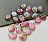 5 to 6mm Bio Tourmaline Plain Cabochon Slice Natural Pink / Green Tourmaline Flat Back Cabochon Slice 2 Pc Loose Tourmaline for Jewelry