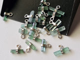 7-12mm Blue Green Tourmaline Sticks Single Loop Connectors 5 Pcs Natural