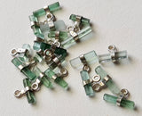 7-12mm Blue Green Tourmaline Sticks Single Loop Connectors 5 Pcs Natural