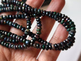 4.5-5mm Black Ethiopian Welo Opal Faceted Rondelle Beads, 4 Inch Natural Fire