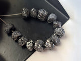 8-8.5mm Black Rough Diamond Beads, 2mm Large Hole Drilled  (1Pc To 2Pc Options)