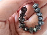 8-8.5mm Black Rough Diamond Beads, 2mm Large Hole Drilled  (1Pc To 2Pc Options)