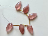 20x10 mm Strawberry Quartz Faceted Fancy Shield Both Side Faceted, 3 Pcs Natural