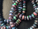 4.5-5mm Black Ethiopian Welo Opal Faceted Rondelle Beads, 4 Inch Natural Fire