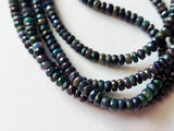 4.5-5mm Black Ethiopian Welo Opal Faceted Rondelle Beads, 4 Inch Natural Fire