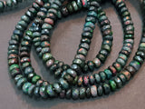 4.5-5mm Black Ethiopian Welo Opal Faceted Rondelle Beads, 4 Inch Natural Fire