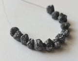 8-8.5mm Black Rough Diamond Beads, 2mm Large Hole Drilled  (1Pc To 2Pc Options)