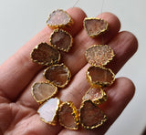 12-14mm Sunstone Slice Beads, Electroplated Raw Sunstone Beads, 4 Inch Sunstone