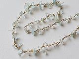 4-8mm Aquamarine Wire Wrapped Chips, Aquamarine Rosary Style Beaded Chain