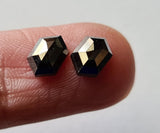 Black Hexagon Shaped Diamond, 7.5x5mm, 1.80 Ct Matched Pair for Earrings-PDD97