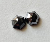 Black Hexagon Shaped Diamond, 5.3-5.5mm, 1.06 Ct Matched Pair for Earrings-PDD98