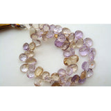 11x6 mm To 7x5 mm Ametrine Faceted Pear Shape Briolettes, 4 Inch Strand