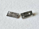 Clear/Black Baguette Diamond, Rare 3.5x1.5mm MELEE Diamond, Pair (2Pcs)-PPKJ96